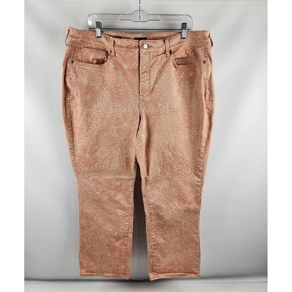NYDJ Jeans Womens 18W Pink Multi Marilyn Straight Leg Floral Jeans (36x25) - Picture 1 of 11
